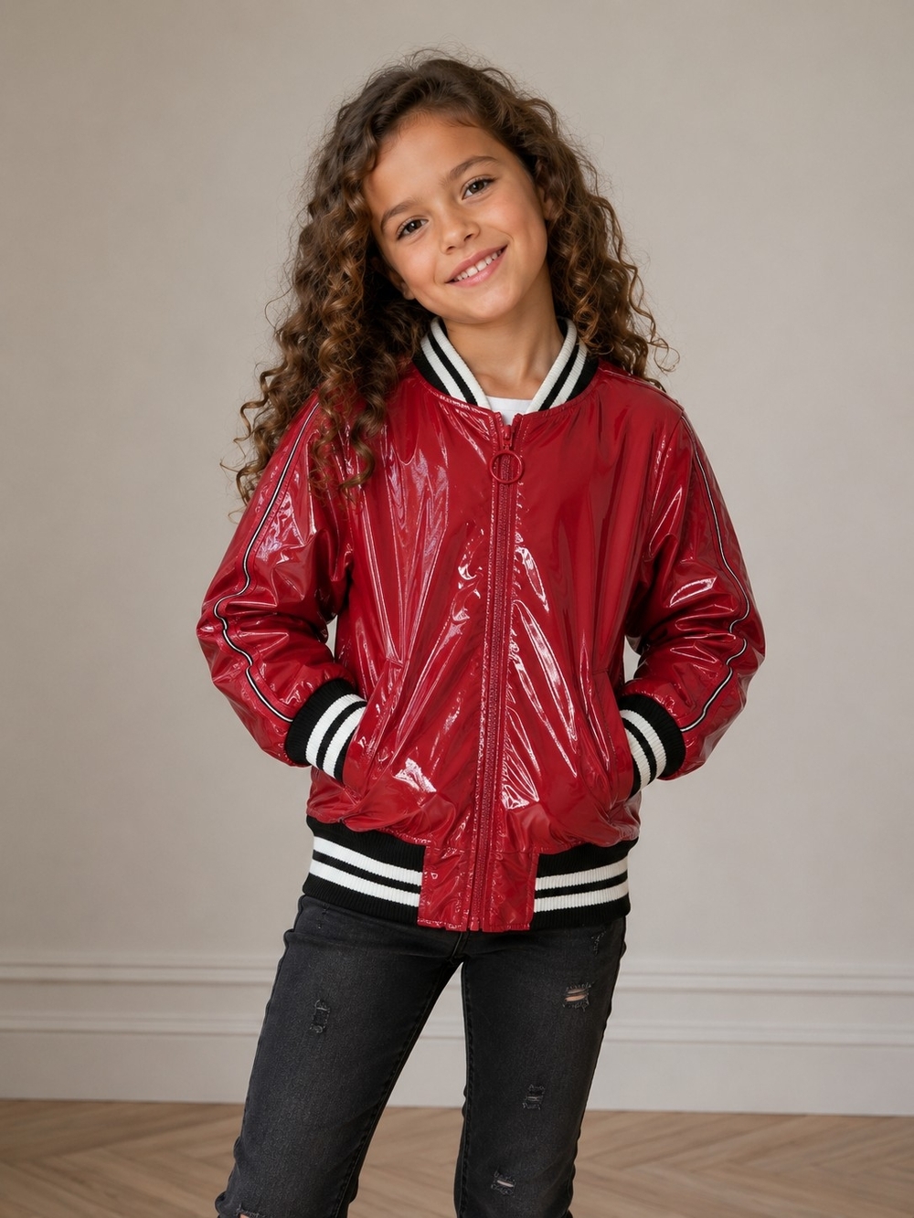 ❤️ Urban Republic Cherry Red Bomber Jacket – Size L (6X)